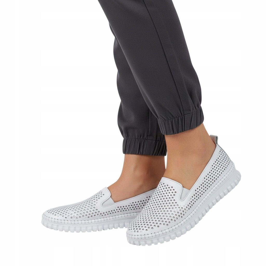 Dámské kožené boty T.Sokolski Bílé Perforované Nazouvací Komfort vel.