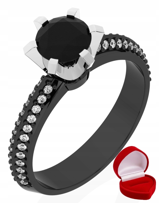 Zlatý Prstýnek 585 14k Brylant Č. 0,70 ct Černé Zlato R27