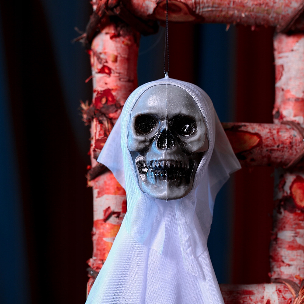 WISZĄCA GŁOWA CZASZKA DEKORACJA NA HALLOWEEN STRASZNE OZDOBA BIAŁA Marka Korbi