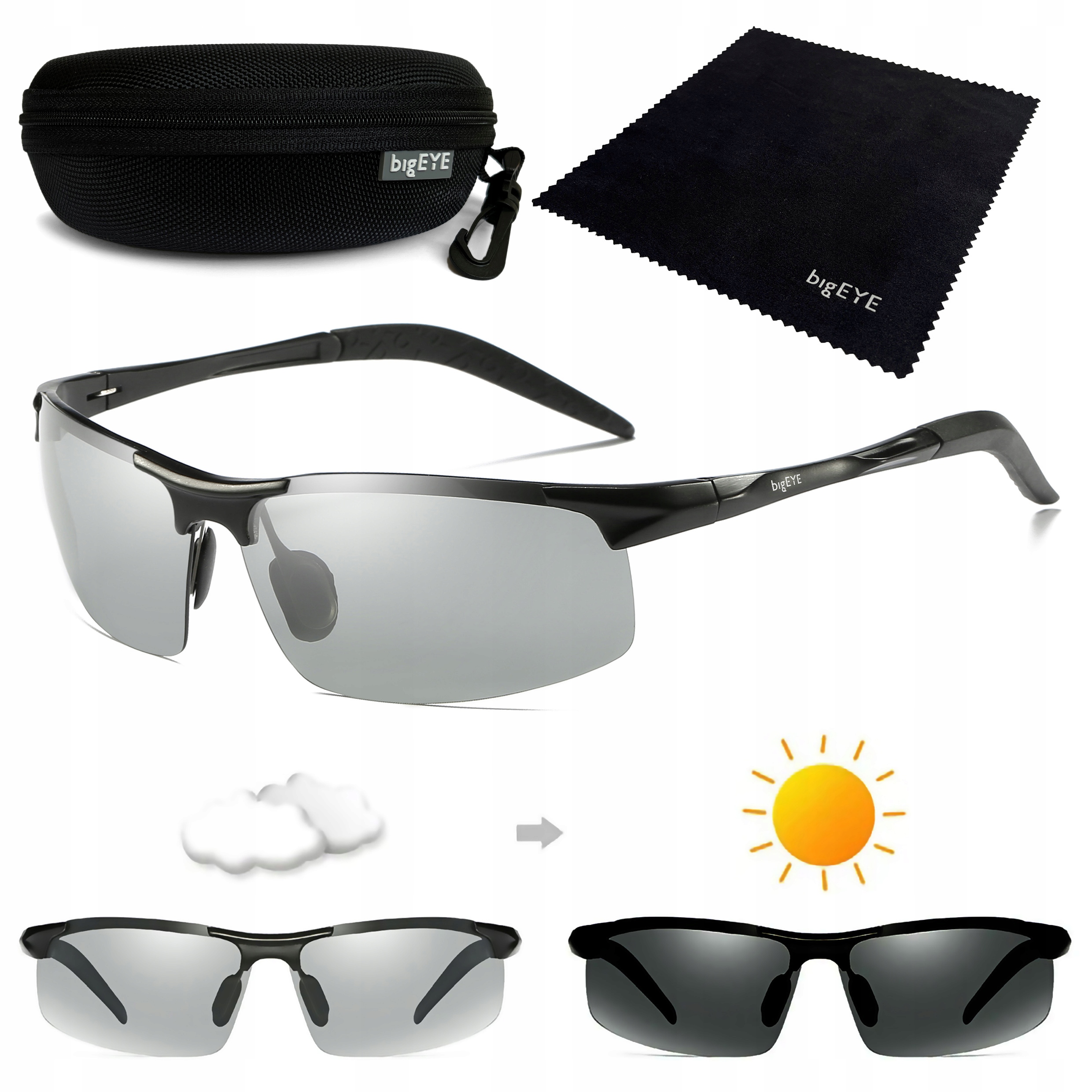 bigEYE Polarizační Fotochromatické Brýle Sportovní Kolo Hliník Sada