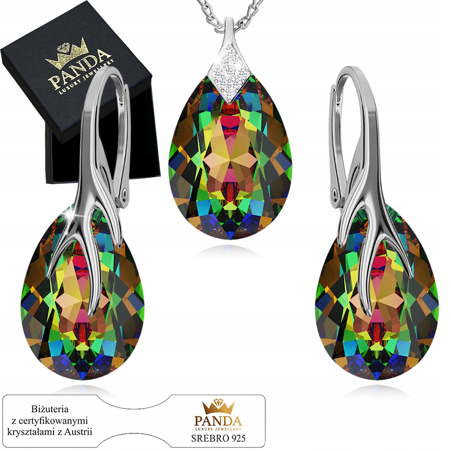 Sada stříbrných šperků s kapkami Křišťál Sada 925 Dárek Valentýna