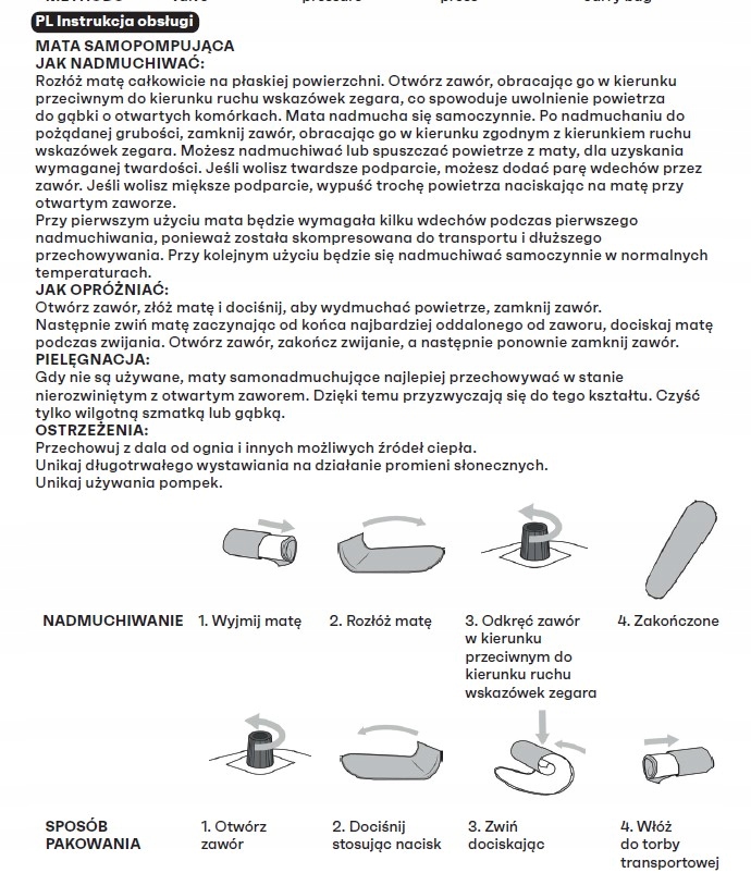 MATA SAMOPOMPUJĄCA METEOR 195×60×2,5 z pokrowcem odporna na przetarcia Szerokość produktu 60 cm