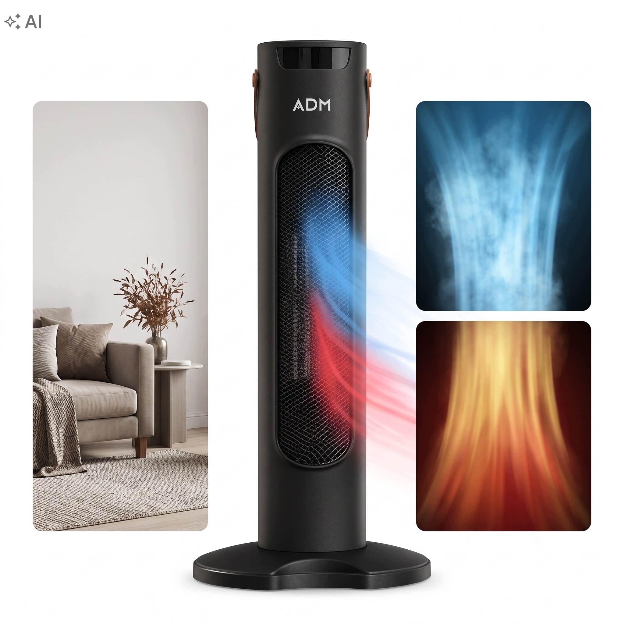 Termoventilátor Chladí A Hřeje Adm 6062-1 Sloupový přívod vzduchu 2v1 Černý