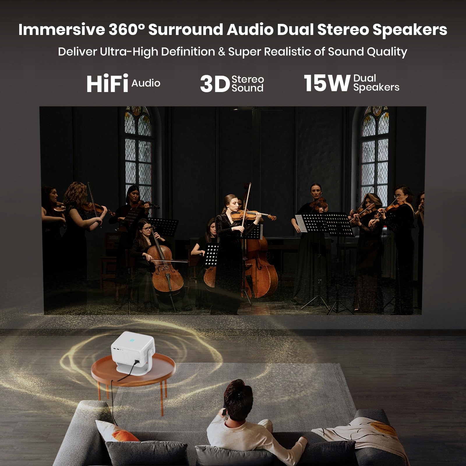 4K BEAMER Projektor 4K WiFi Bluetooth Autofokus Smart Home — miniatura 6