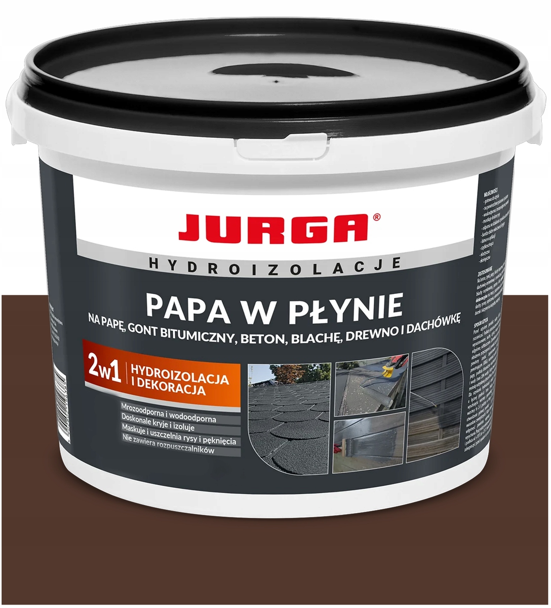 Papa w Płynie Farba na Dach Blachę Dachówkę Jurga Brązowa Brązowy 12kg