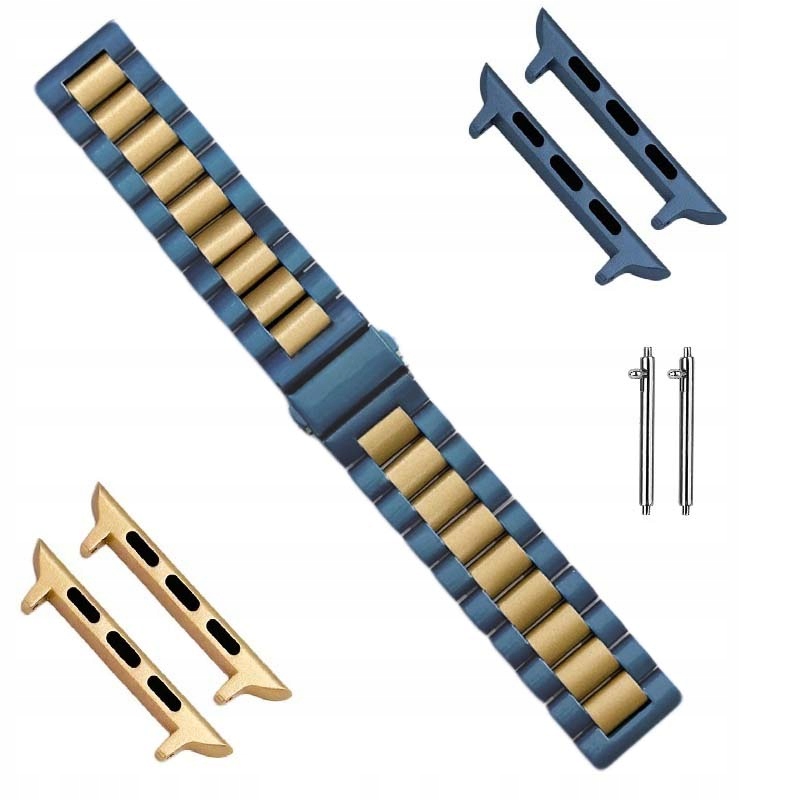 22 mm Niebieska Złota Bransoleta Apple Watch 38 40 41 42 44 45 49