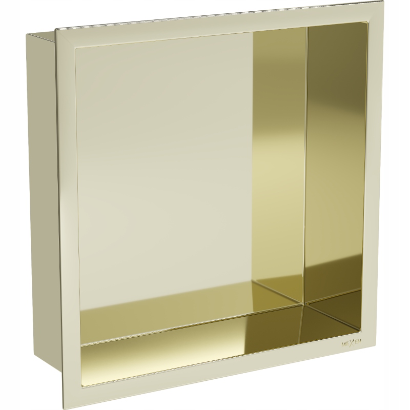 Mexen X-Wall-R zapuštěná police s límcem 30 x 30 cm, Zlatá 1950303010