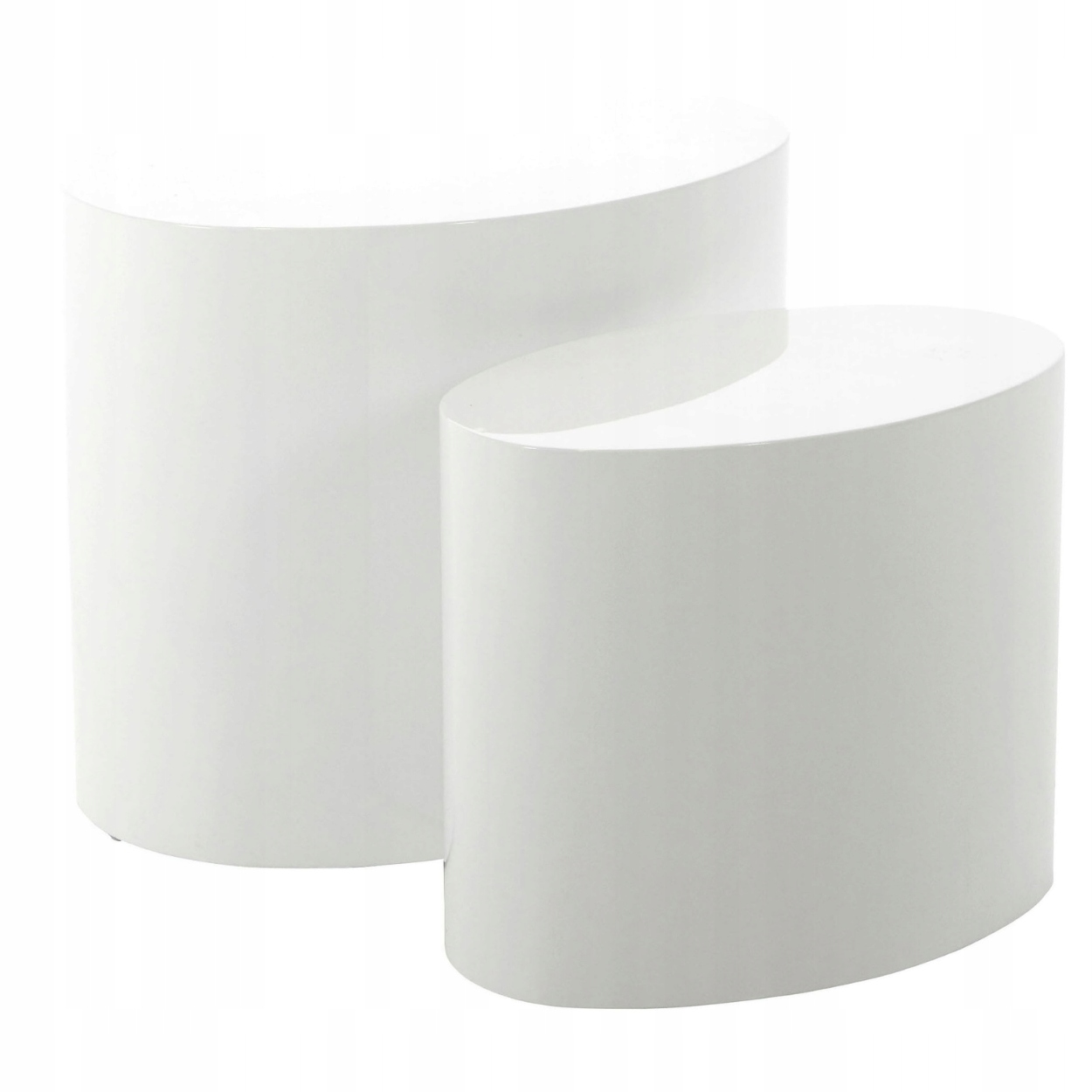 Sada 2 Oválnych Kávových Stolíkov, moderný biely komplet do obývačky