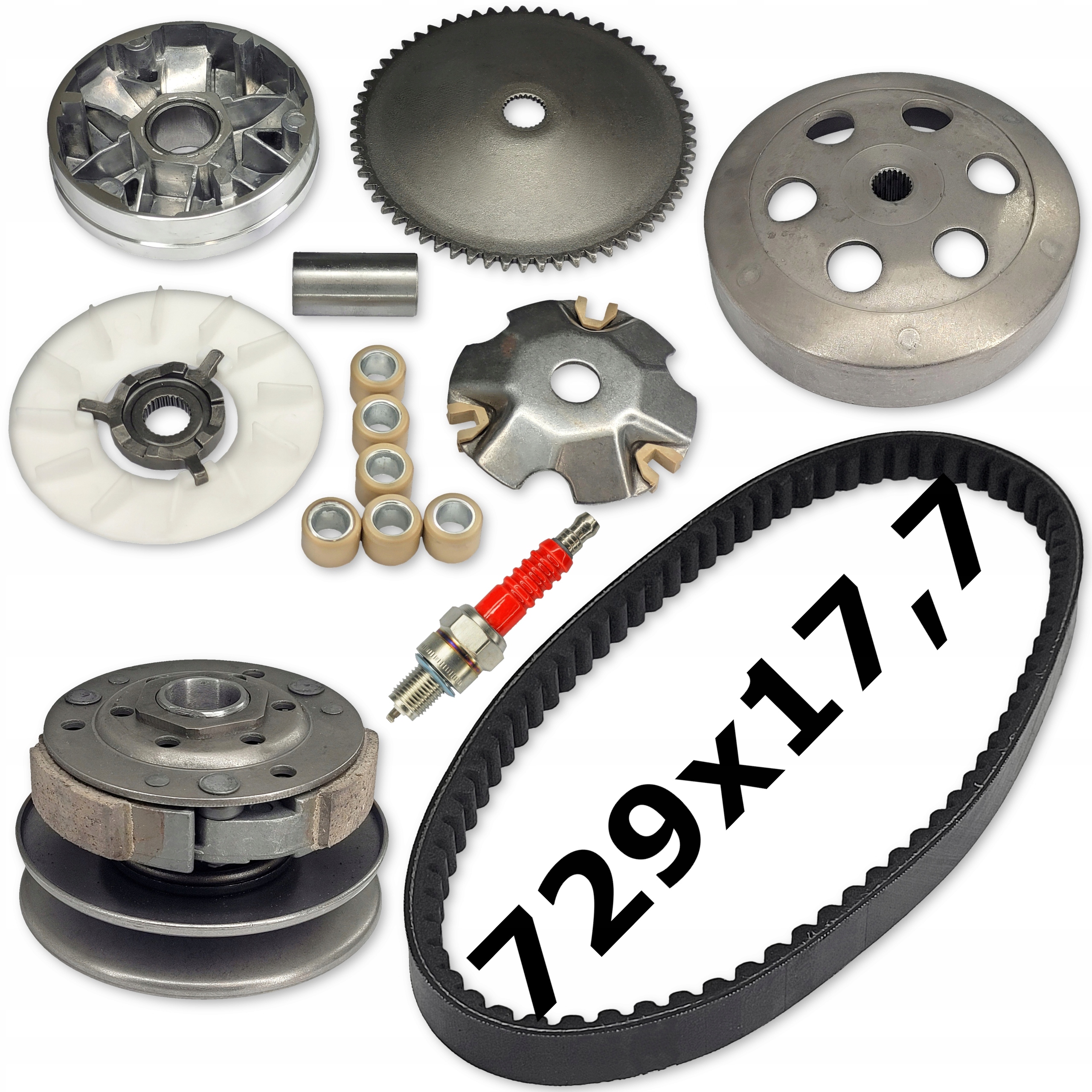 Sprzęgło Wariator Rolki Pasek Pas Napędowy 729x17,7 Skuter 4T GY6 Qmb Qma