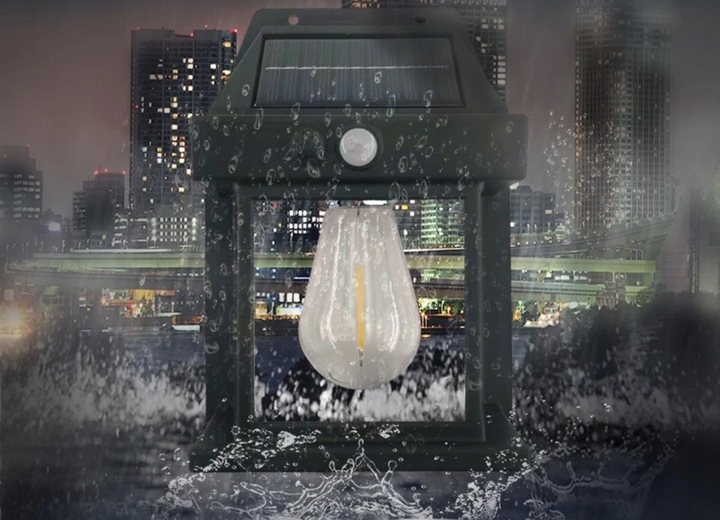 LAMPA HALOGEN LED SOLARNA Z CZUJNIKIEM RUCHU I ZMIERZCHU LATARENKA Kolor czarny