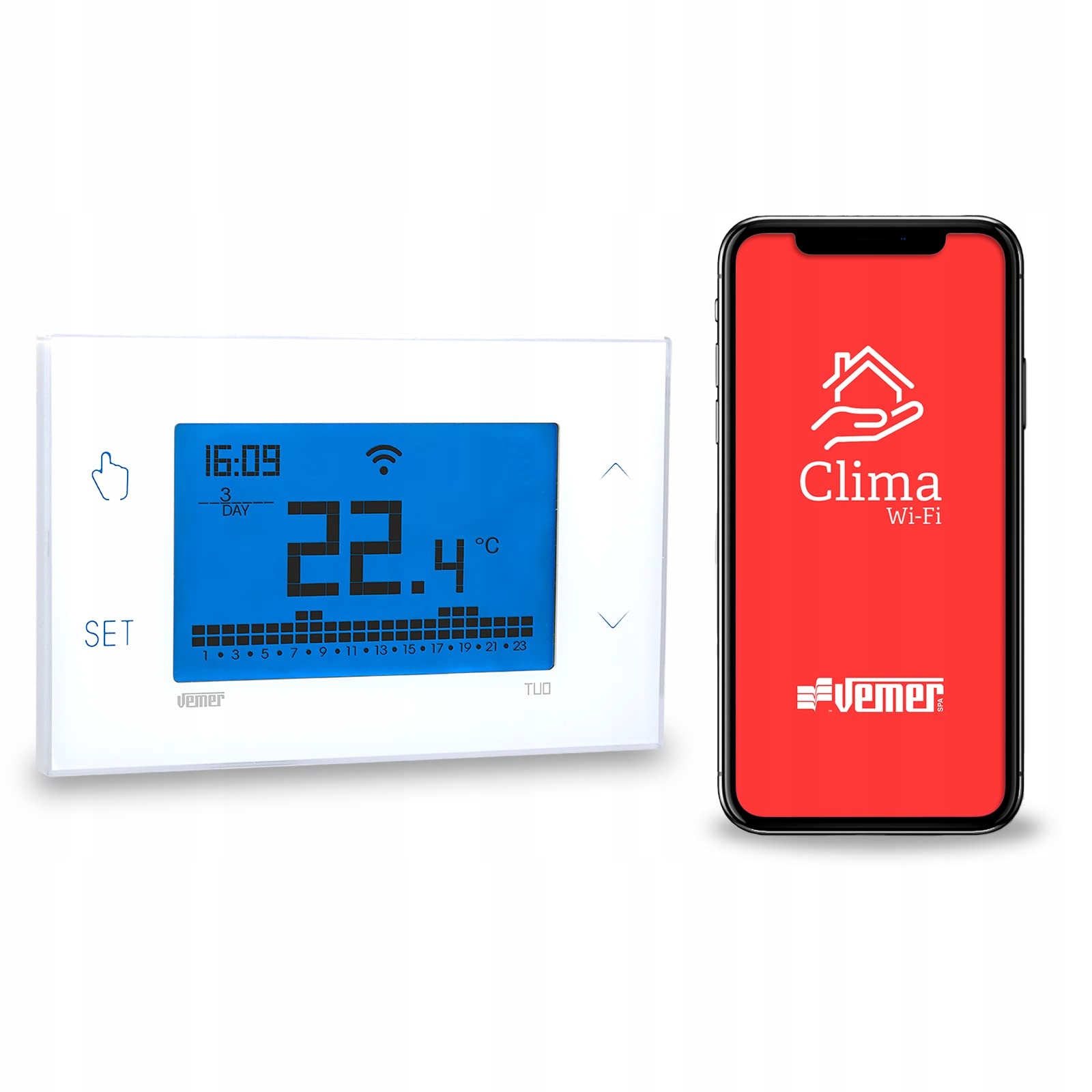 Vemer VE785700 Tuo Wi-fi Lite Nástenný Chronotermostat Týždenný Program