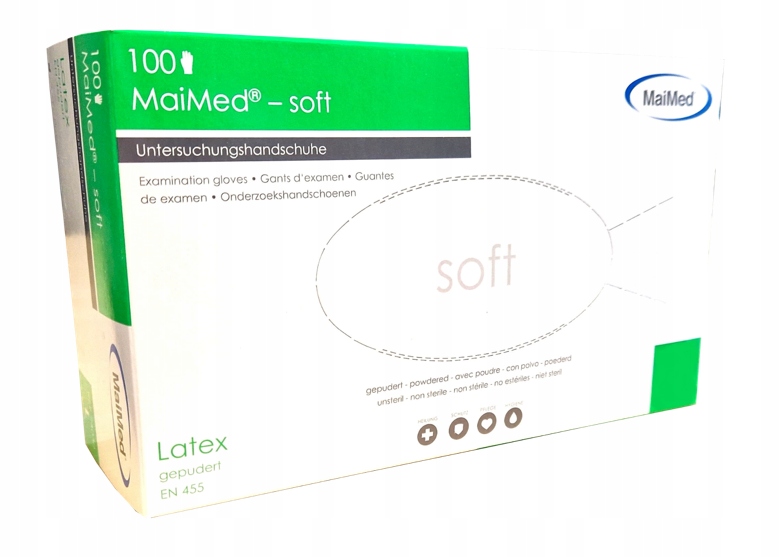 RĘKAWICE RĘKAWICZKI LATEKSOWE PUDROWANE L 100 SZT Producent MaiMed