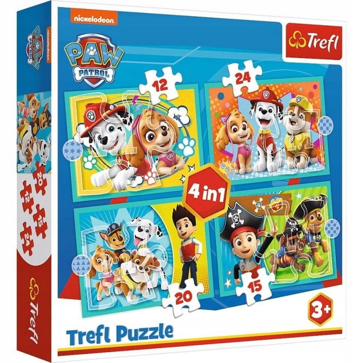 

Puzzle 4w1 Wesoła ekipa psiego patrolu