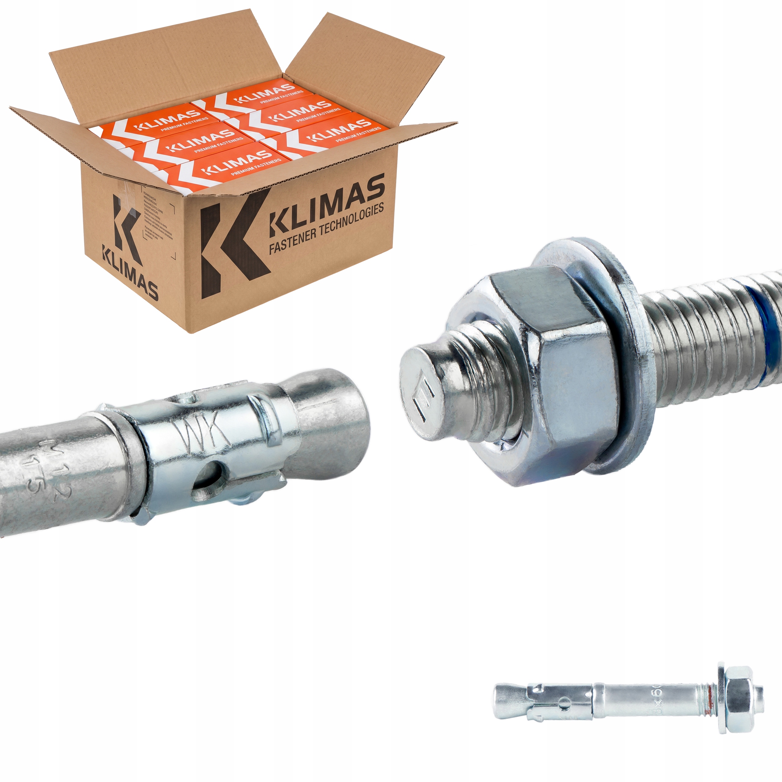 Oceľové kotvy do betónu M8 x 60 mm 800 ks mechanické Klimas Le-zn