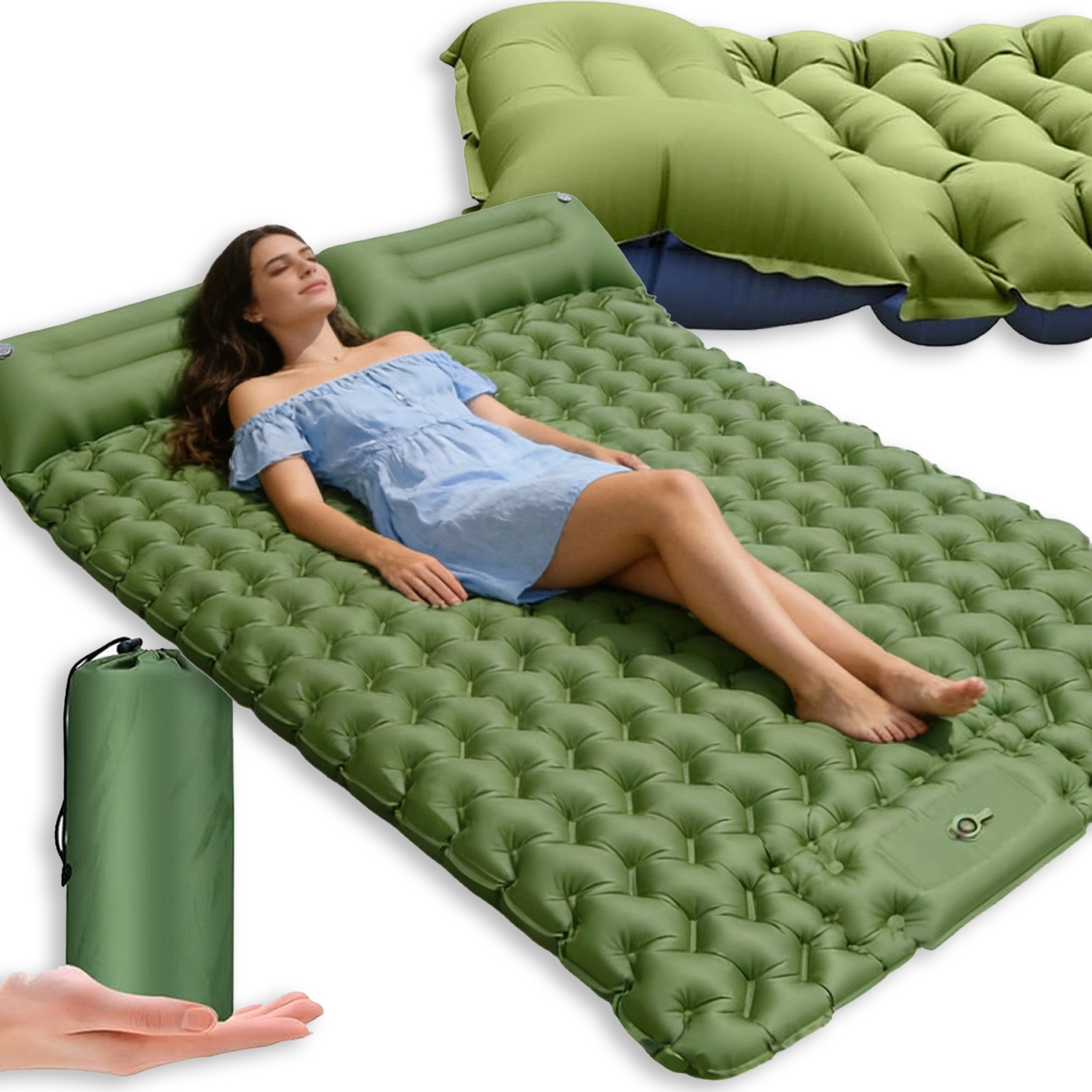 Podwójna Mata Samopompująca Karimata Kempingowa Dla 2OSÓB Materac 195*120CM