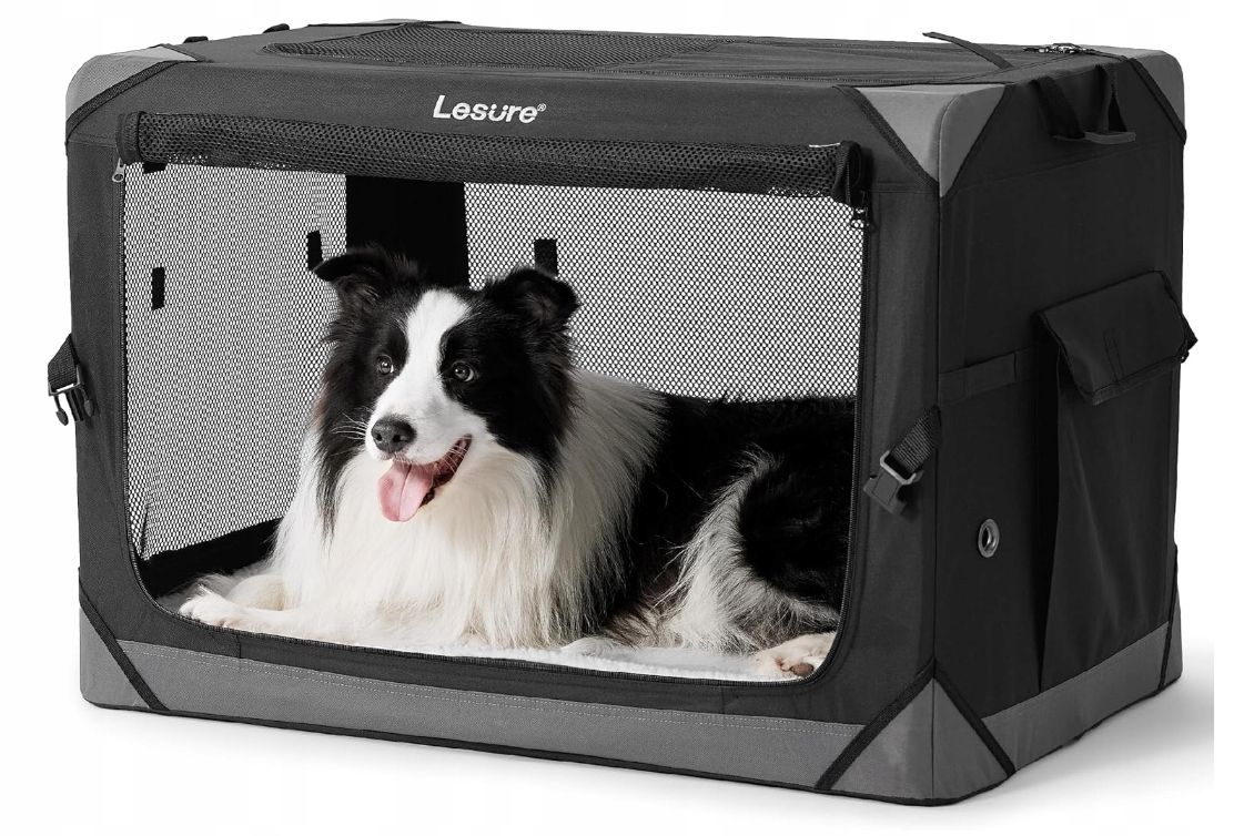 Transporter dla psa Lesure, solidna skrzynia transportowa 82 x 58 x 58 cm