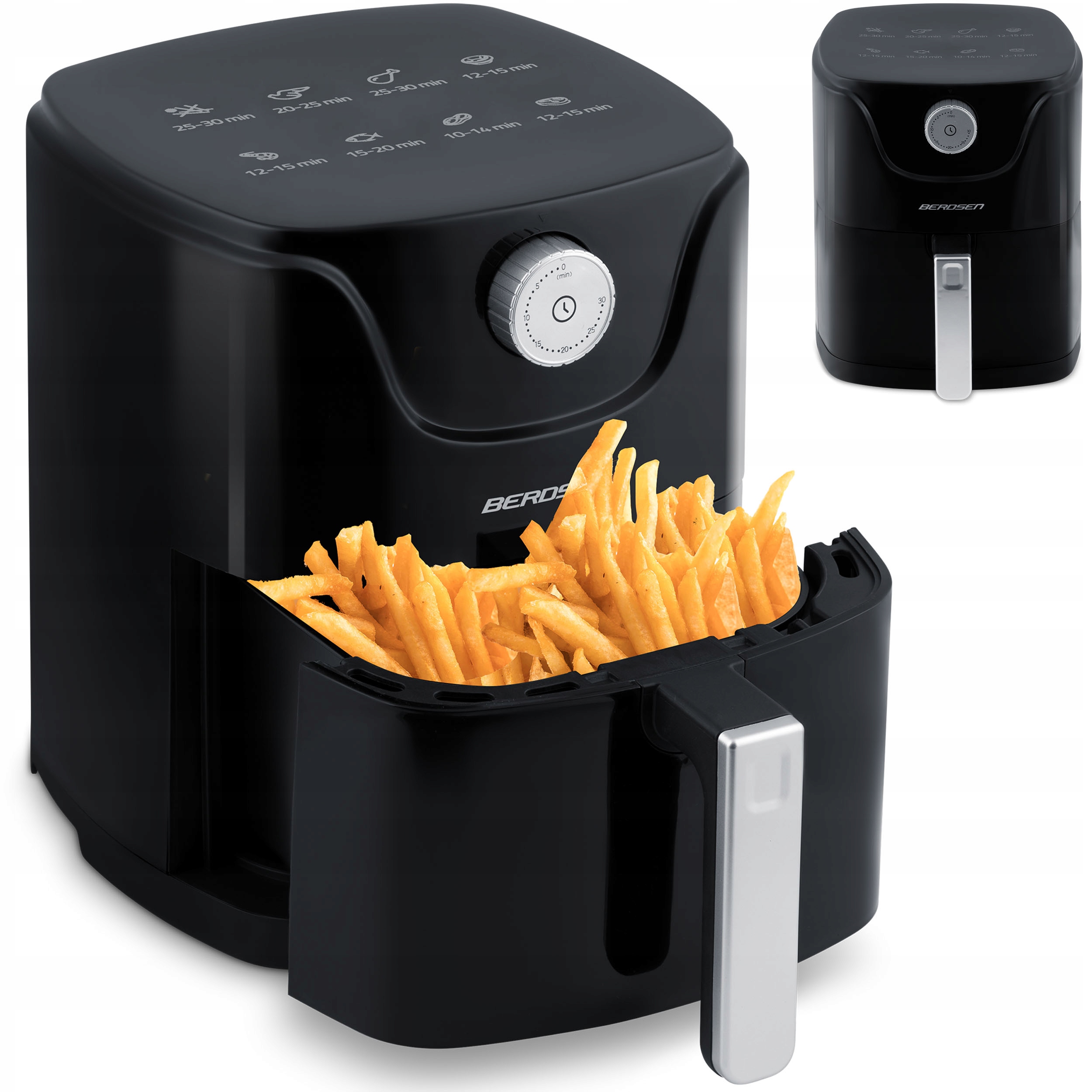 Fritéza Bez Tuku 2,5 l Fritéza Air Fryer Silná Černá Berdsen
