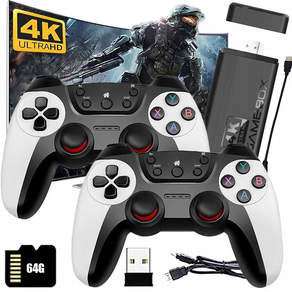 Retro Mini Konsola Do 30000+ Gier 2 Pady Game Stick Bezprzewodowy Kontroler