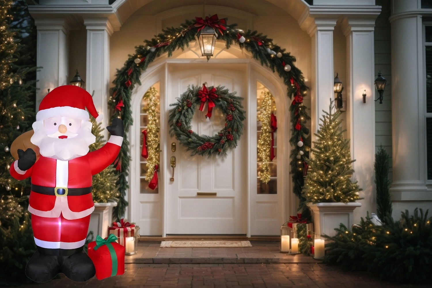 DUŻY ŚWIĘTY MIKOŁAJ DMUCHANY PODŚWIETLANY LED SAMOPOMPUJĄCY 180 CM XXL Liczba lampek do 10