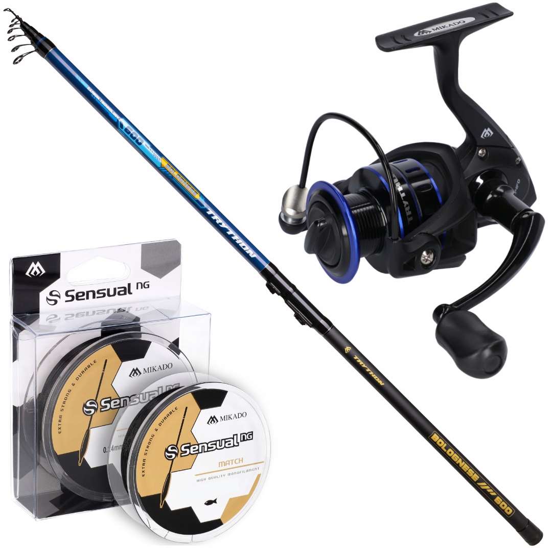 Zestaw Bolonka Wędka Kołowrotek +Żyłka Mikado 6m