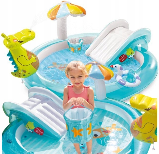 Basen ogrodowy ze zjeżdżalnią dla dzieci Krokodyl 207x170 Wodny plac zabaw