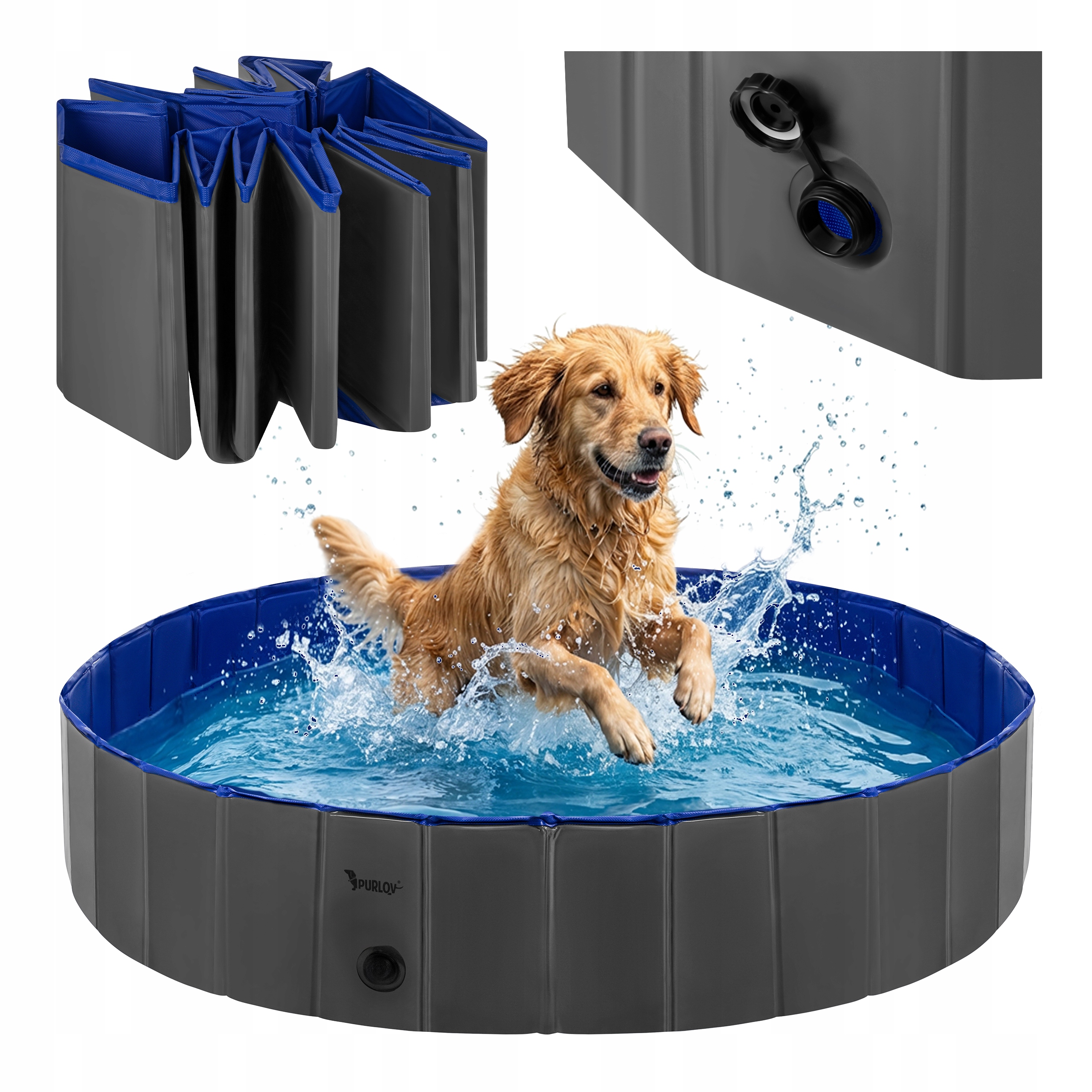 Bazén pro psa skládací velký 160 x 30 cm zahradní, mytí, ochlazení, Kotec XXL