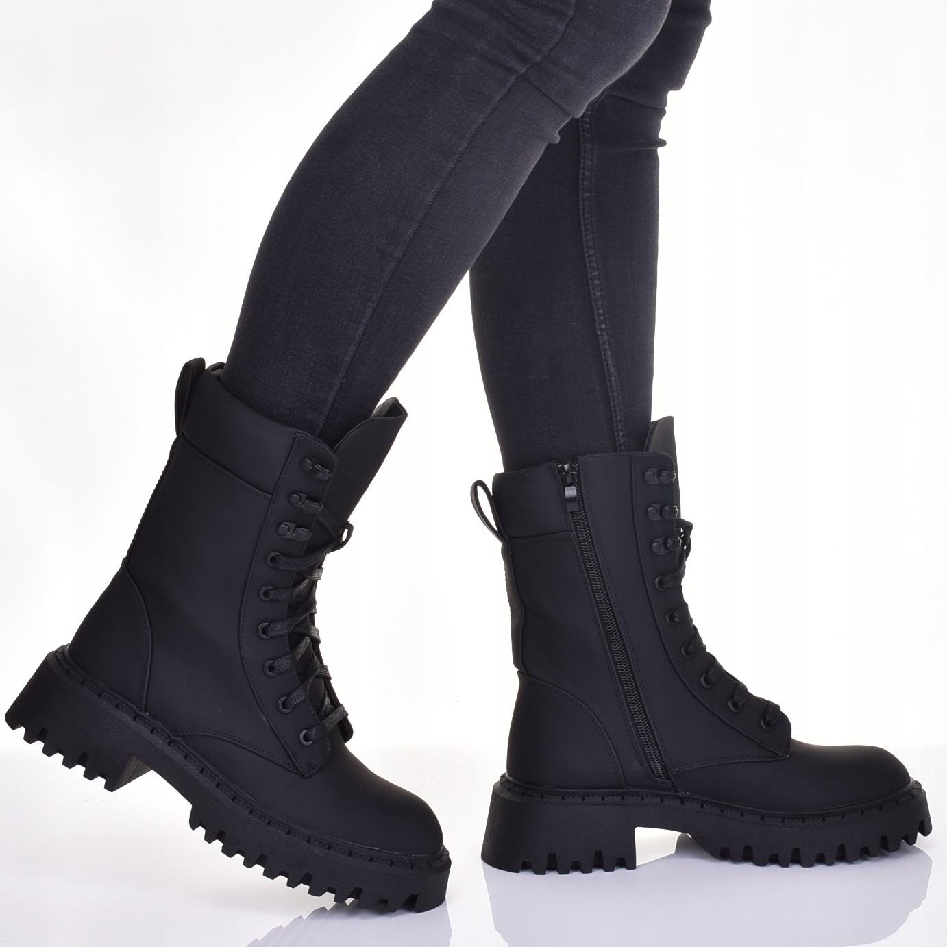 OCIEPLANE WYGODNE DAMSKIE GLANY SKÓRZANE TRAPERY WORKERY SKÓRZANE CZARNE Rozmiar 39