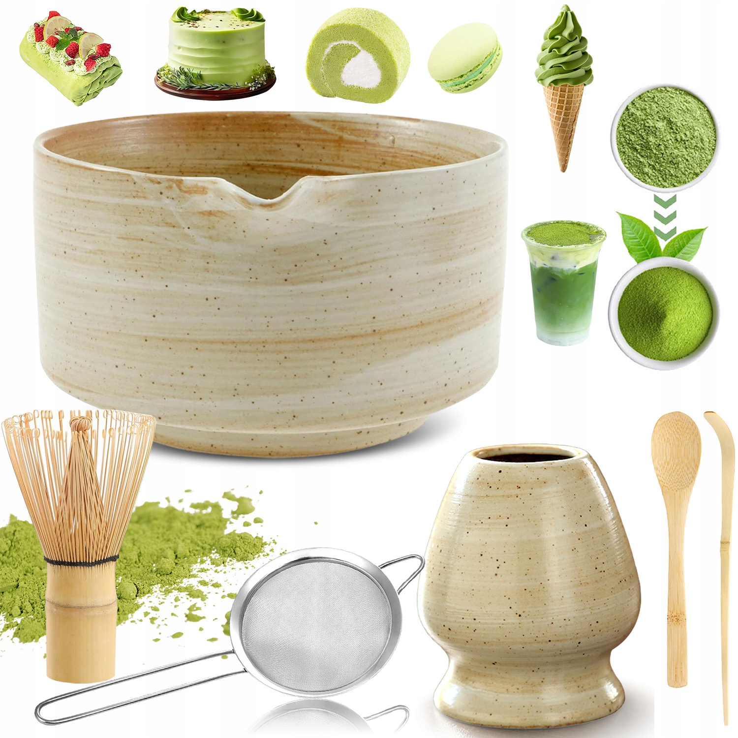 Levně Bambusová Dárková Sada Na Čaj Matchy Chashaku Miska A Lžíce 6V1