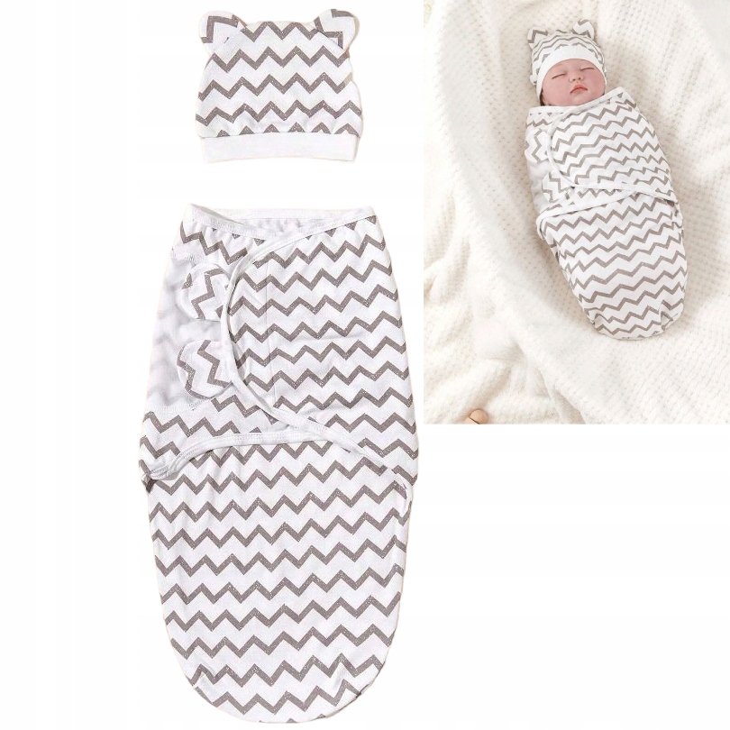 Otulacz dla niemowląt kokon becik śpiworek + CZAPKA ubranko dla noworodka