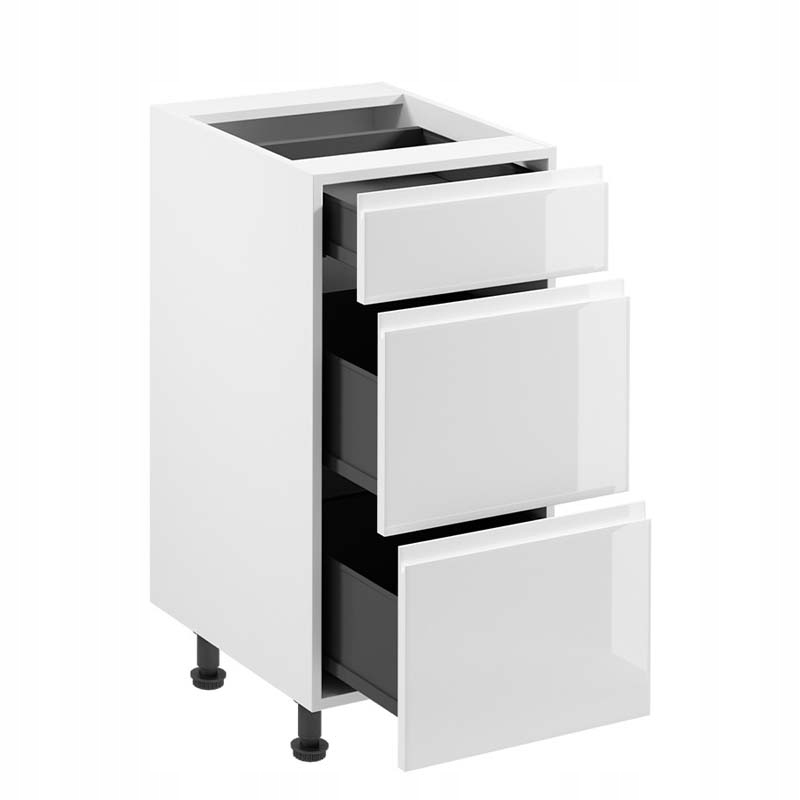 Szafka kuchenna 40 dolna ASPEN D40S3 z 3 szufladami biały połysk metalbox Kolor frontów biały