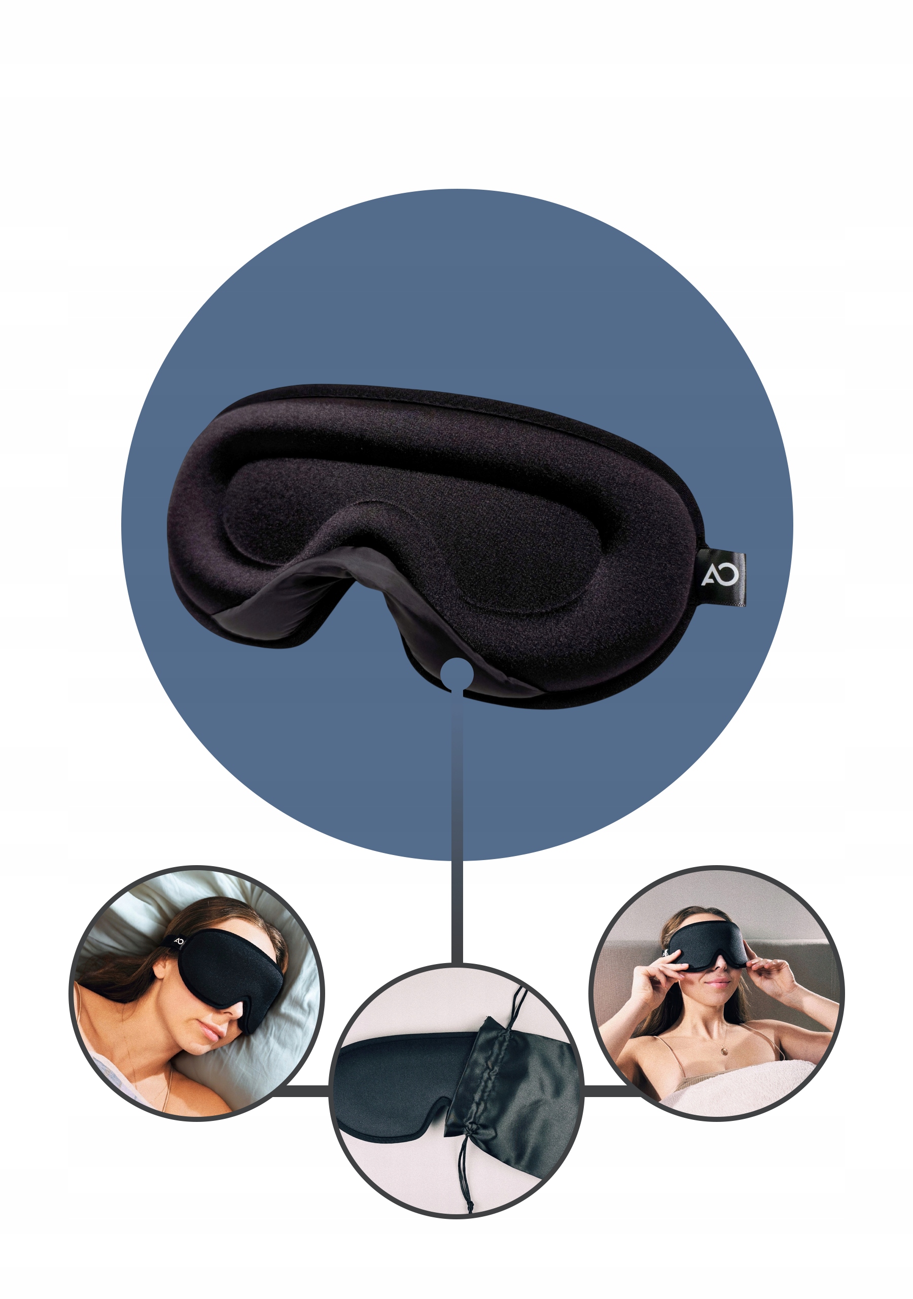 ACTIONE MASKA NA SPANÍ 3D MASKA NA SPANÍ ZATEMŇOVACÍ NASTAVITELNÁ PREMIUM Barva černá