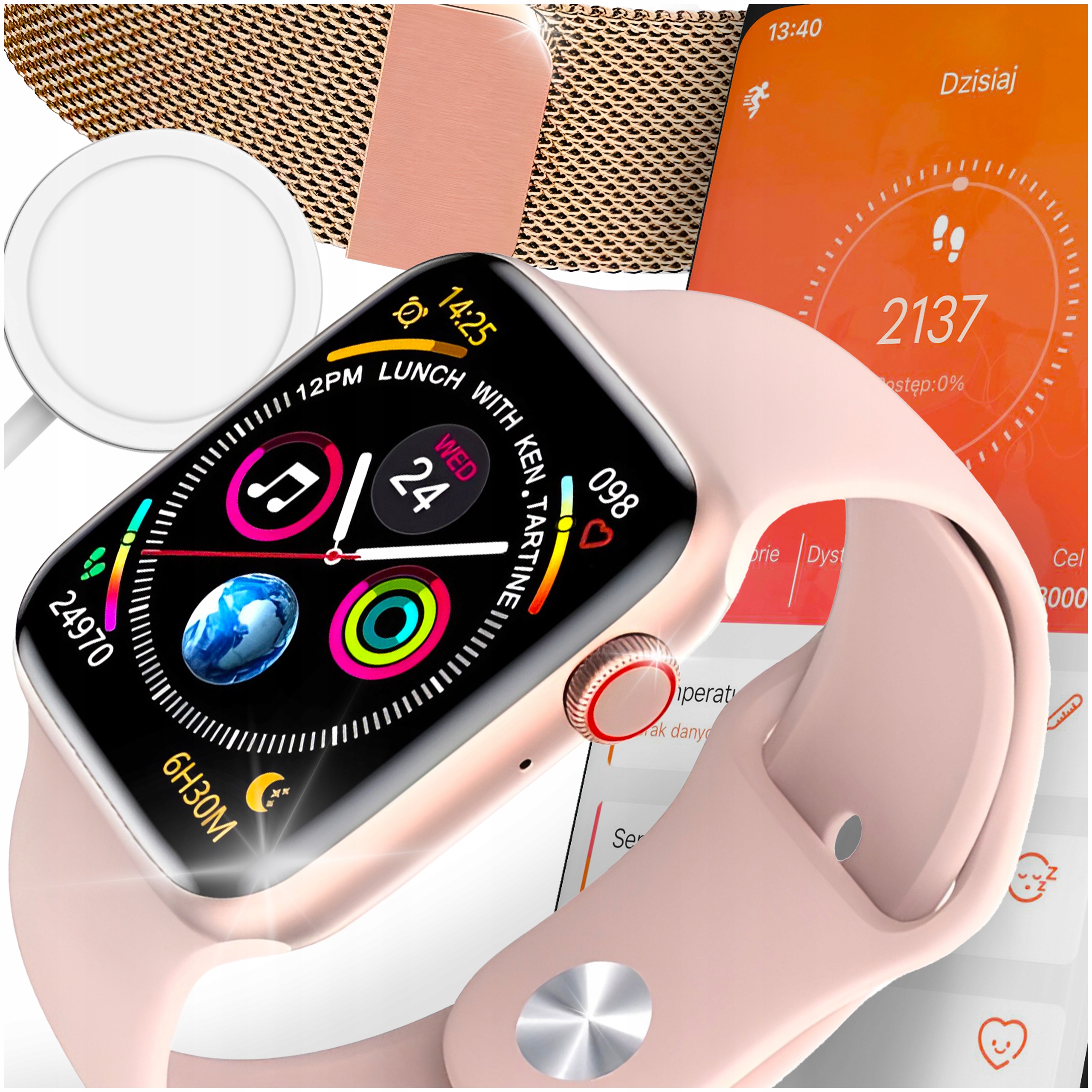 SMARTWATCH ZEGAREK MĘSKI I DAMSKI ROZMOWY SPORT KROKI PULS POLSKIE MENU Marka DT