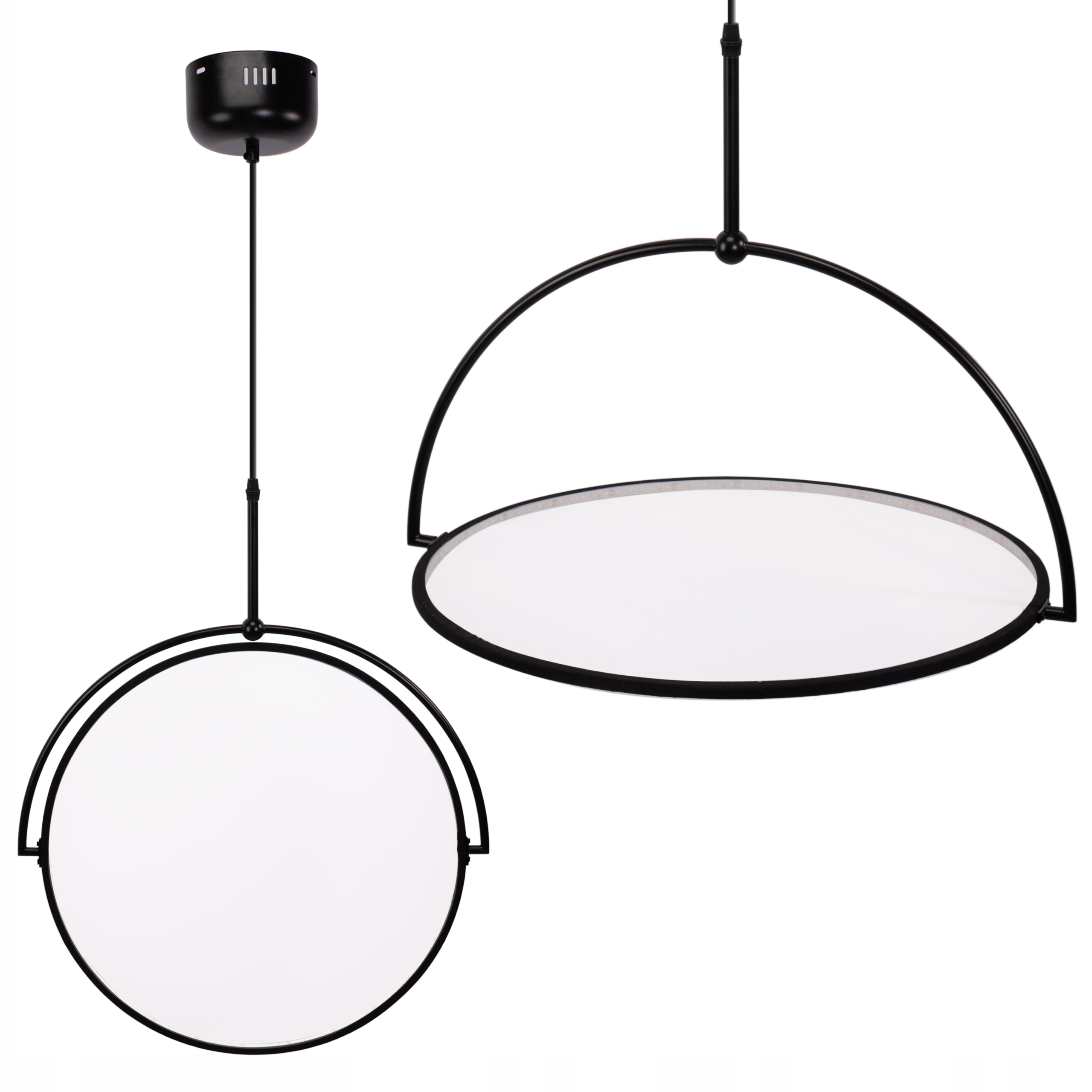 Závesná stropná lampa Led luster ring čierna 35 cm