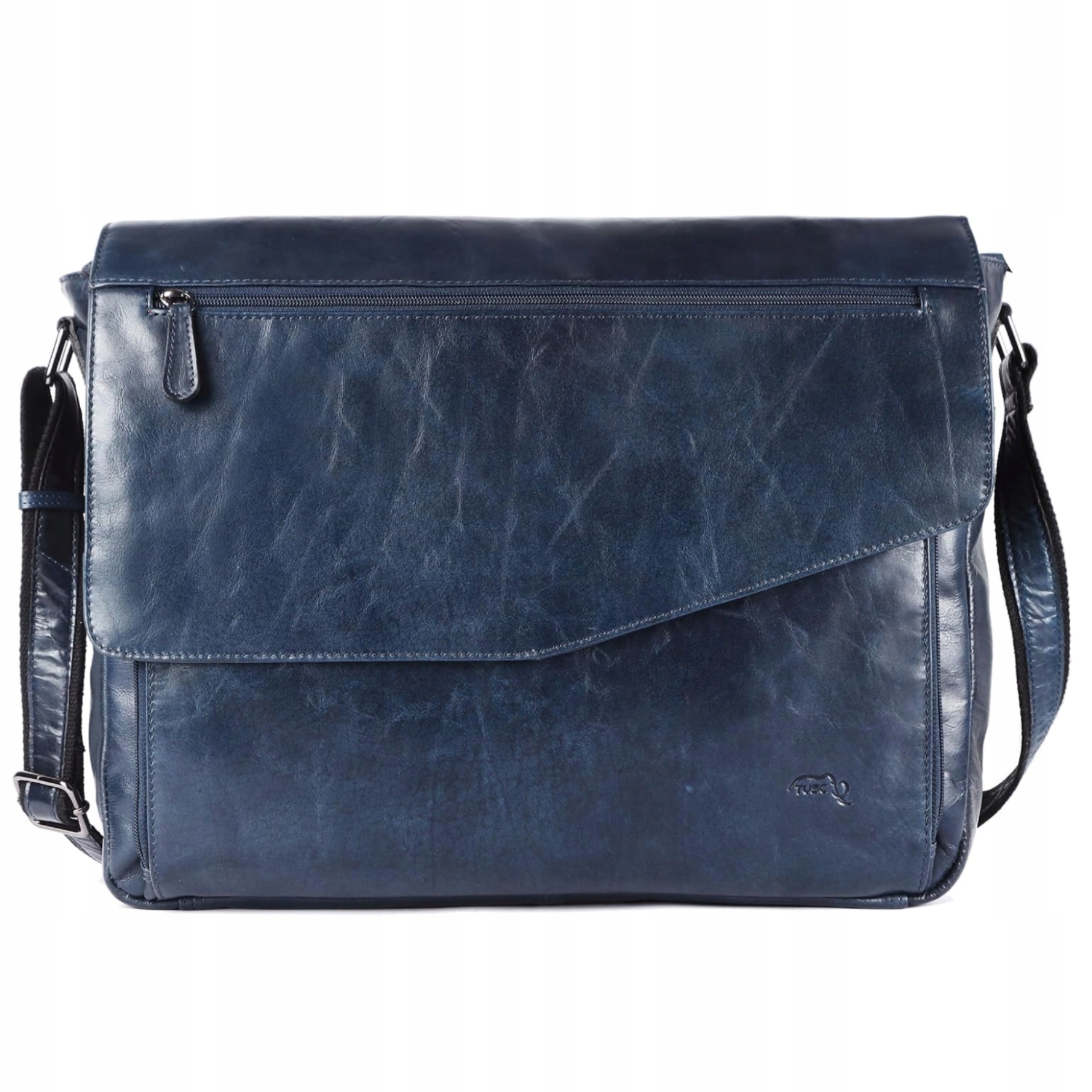 Kožená taška na notebook Tusc Shadow – tmavě modrá