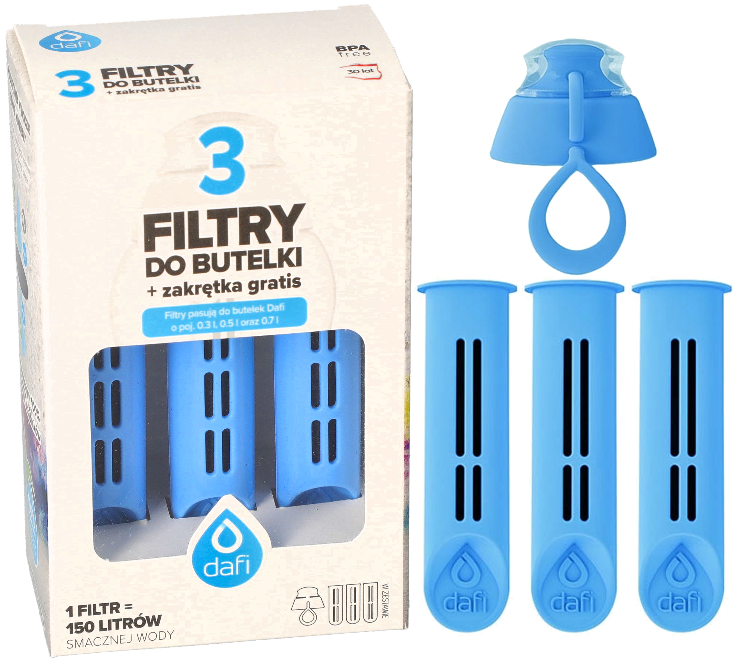 

Filtr do butelki Dafi 3 szt. nakrętka Niebieski