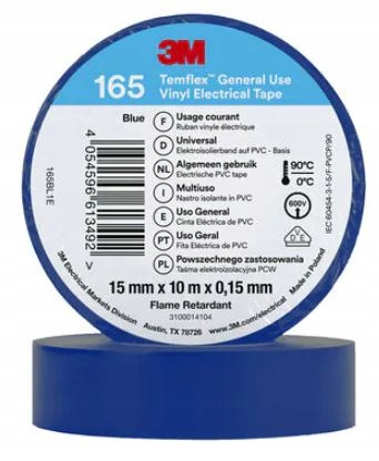 

3M Temflex 165 Winylowa taśma niebieski 15mm x 10m