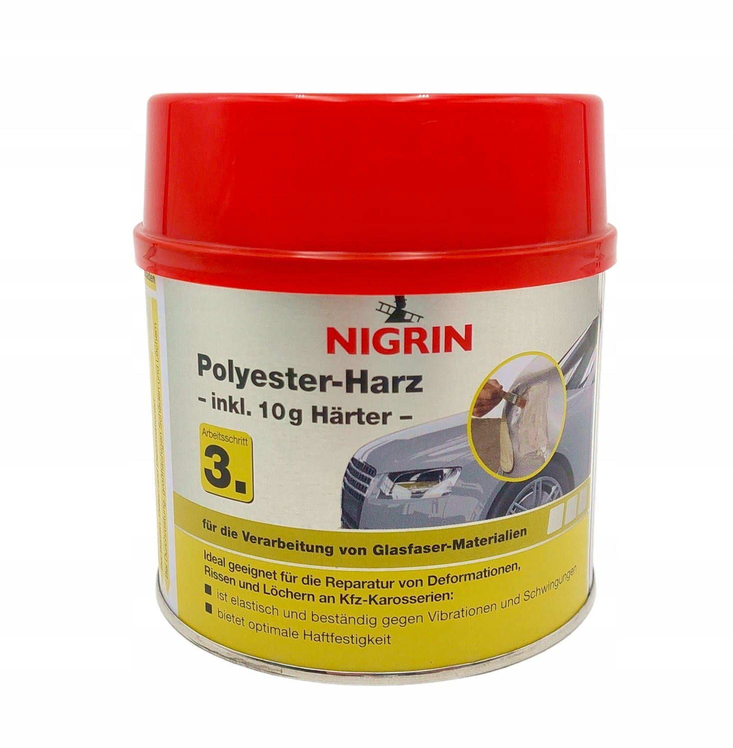 NIGRIN 74981 Żywica poliestrowa 490g Utwardzacz 10g 500 G