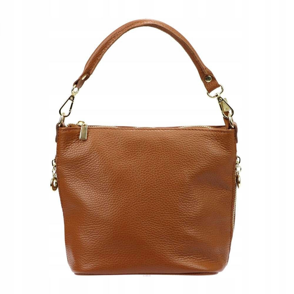 Kožená kabelka Patrizia Shopperbag Camel z kůže s kováním Model Gold