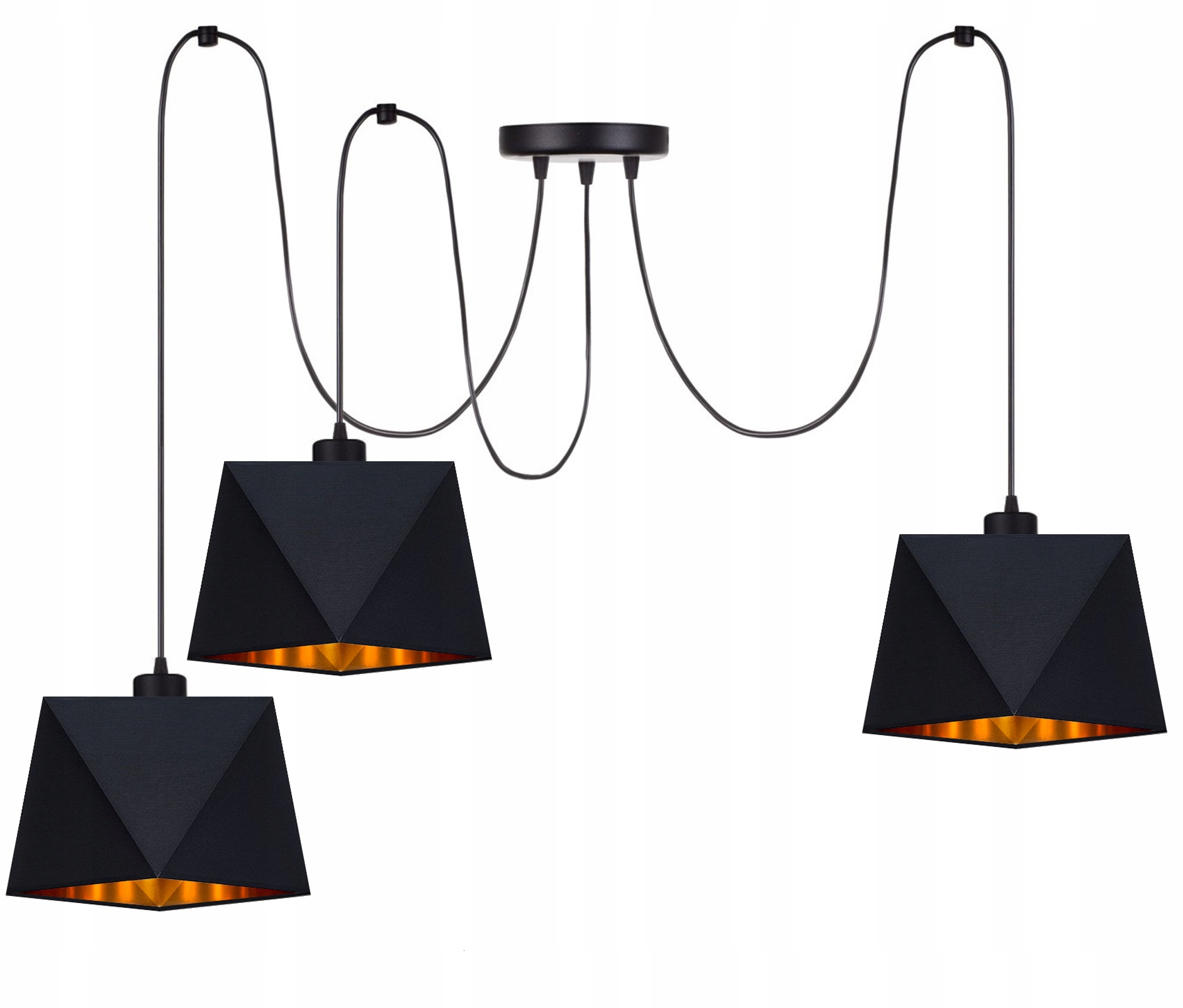 

Lampa Wisząca Sufitowa Żyrandol Czarno - Złoty Led