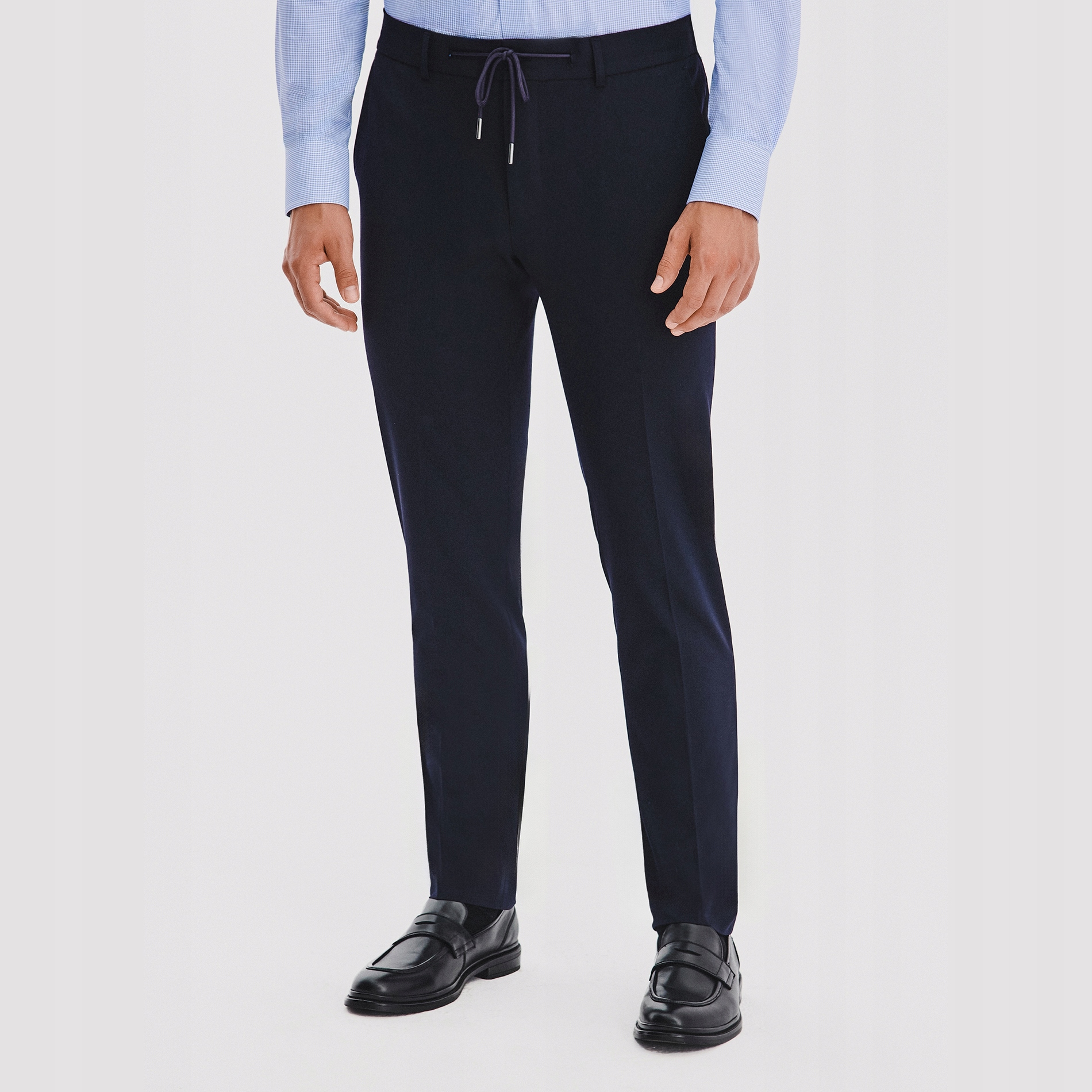 Tmavě modré nastavitelné pánské kalhoty Slim Fit Pako Lorente vel
