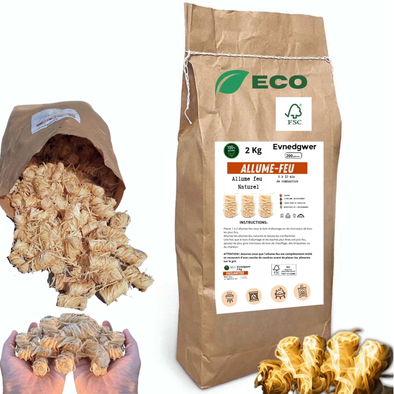 Zapalniczka w 100% z naturalnego włókna drzewnego i wosku roślinnego