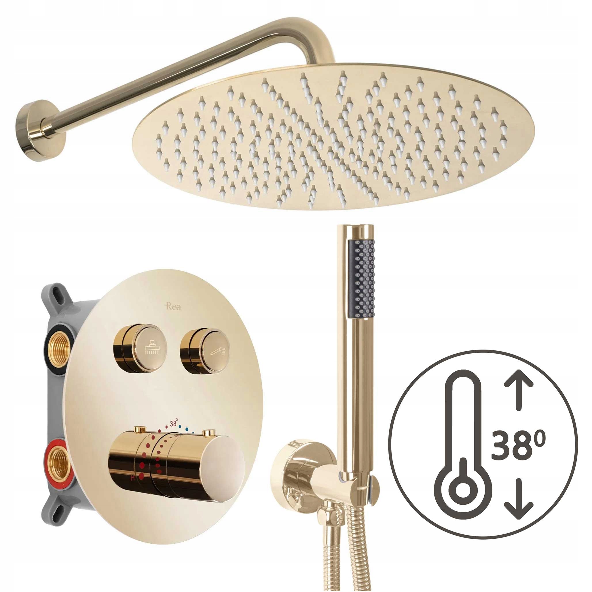Sprchový set Rea Lungo Zlatý s termostatom Box