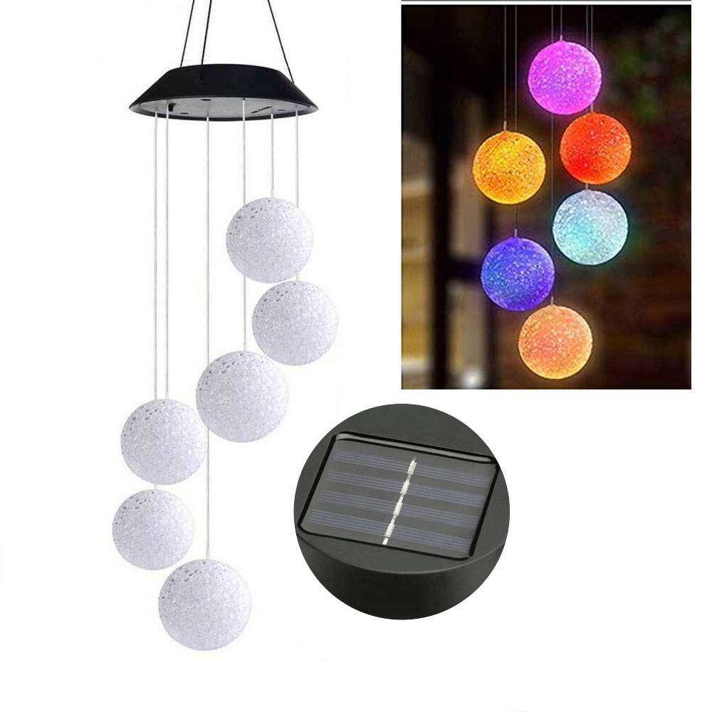 FESTIVE LIGHTS DZWONKI WIETRZNE SOLAR LED DO OGRODU / TARAS, Z 6 kulkami