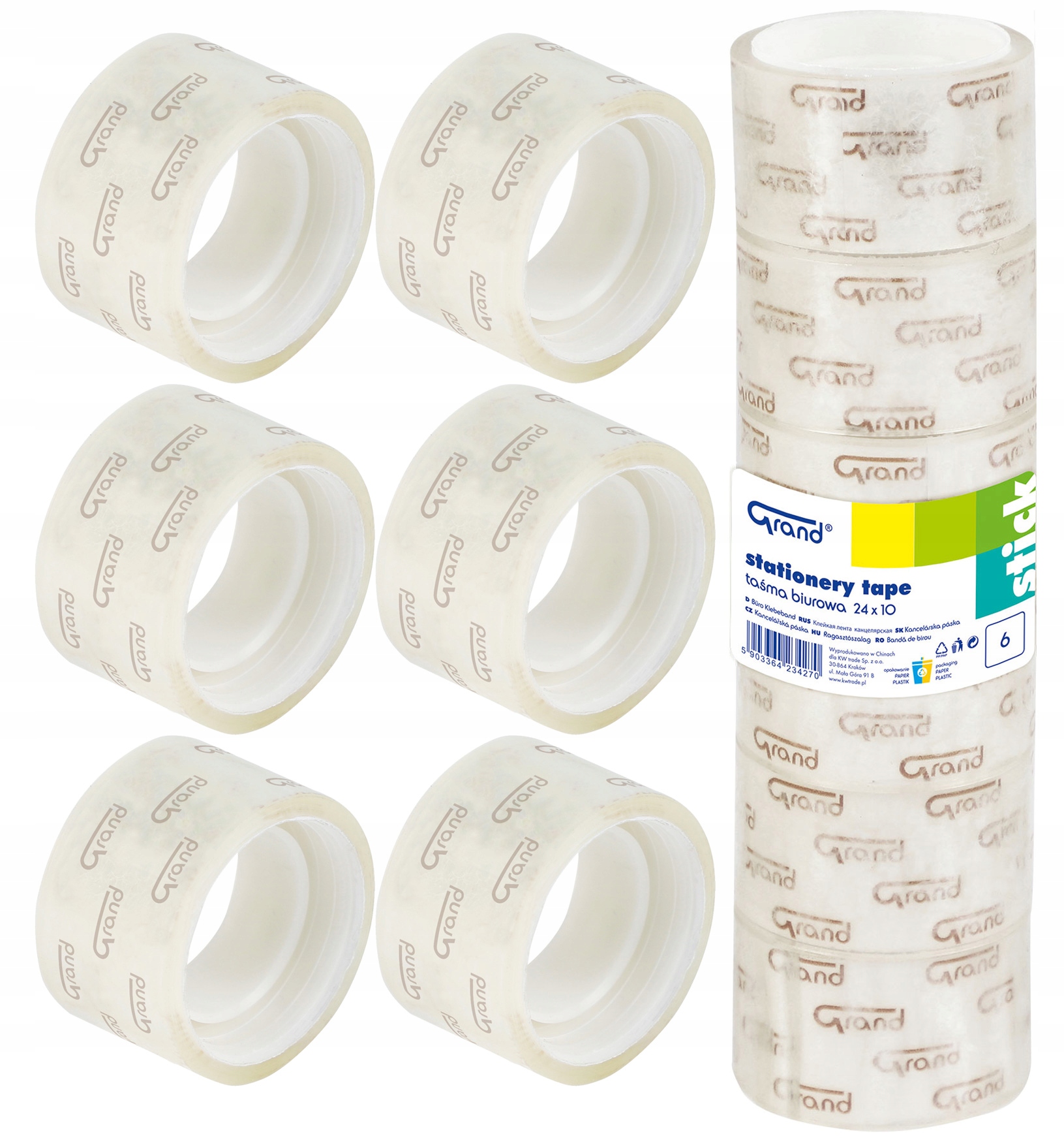 

6x Taśma klejąca biurowa Grand 24mm x 10m
