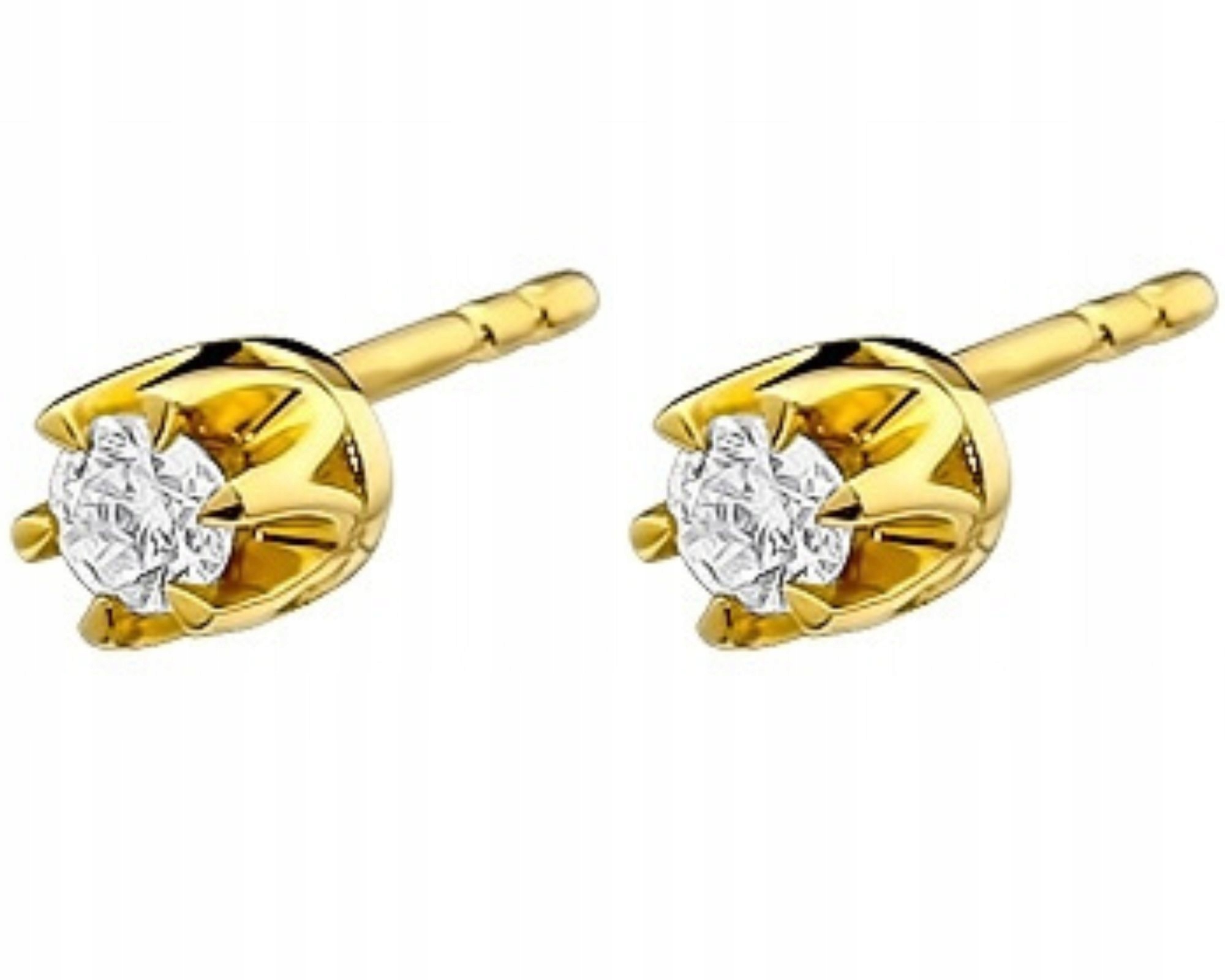 Zlaté náušnice s brilianty 0,20 ct, tyčinky, šroubky
