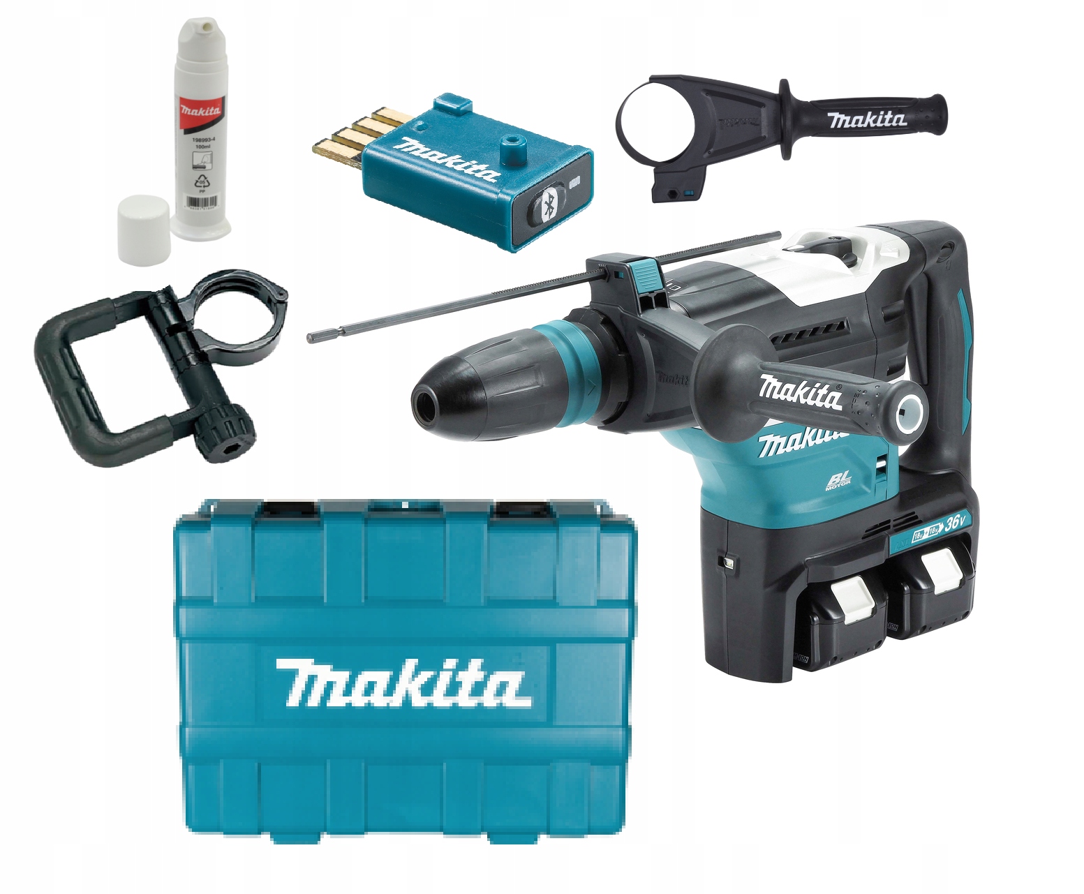 Makita DHR400ZKUN Młot Udarowo-obrotowy Aku 2x18V SDS-Max 40mm 8,0J Avt Aws