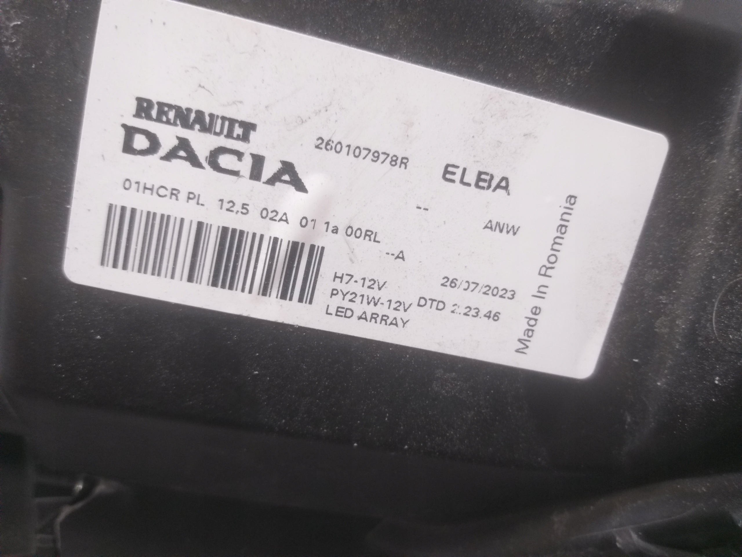 light front right DACIA SANDERO III 3 JOGGER LED 260107978R