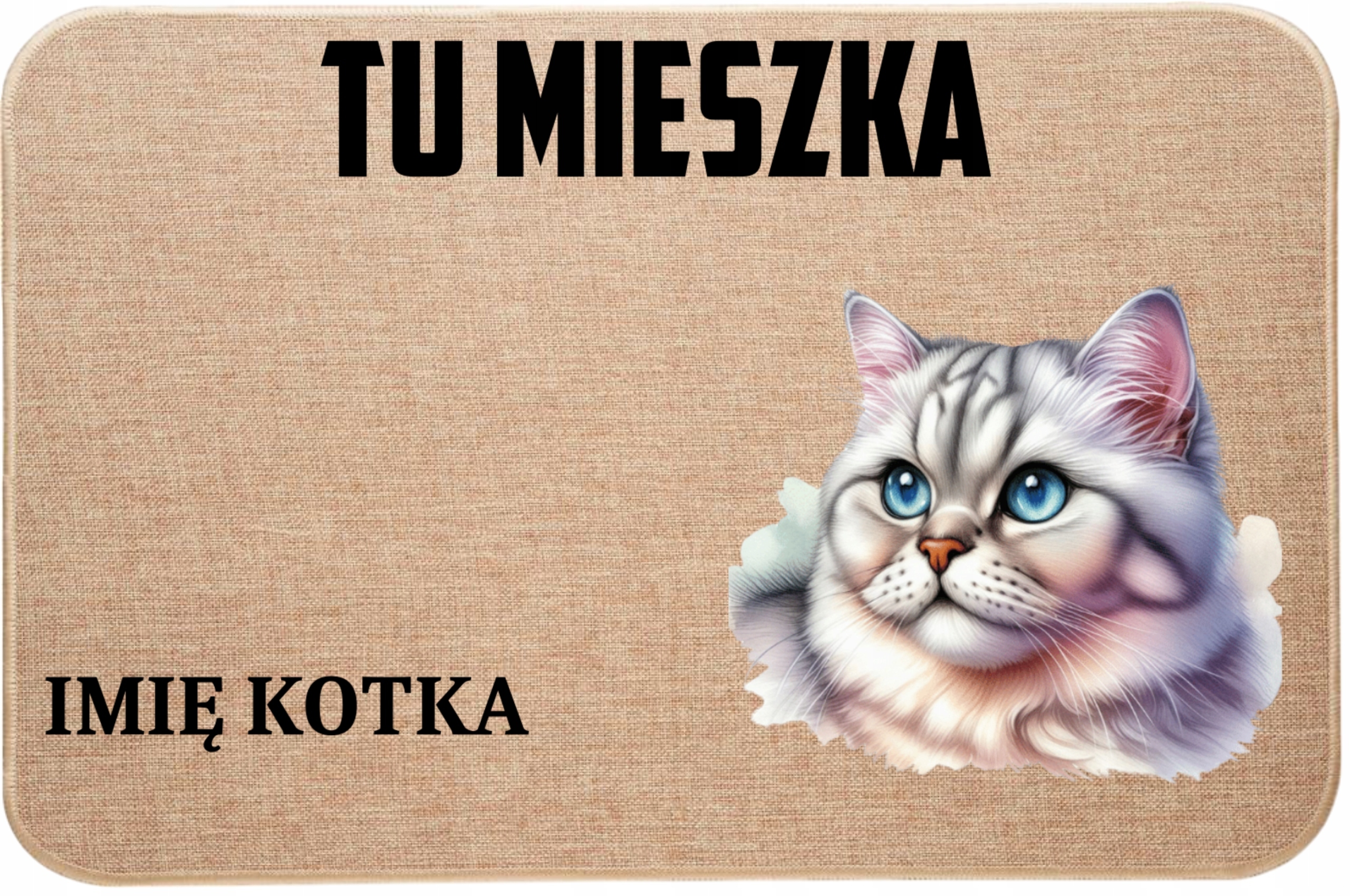 Ľanová Vstupná Stieračka S Mačkou Tu Žije Meno Mačka Darček