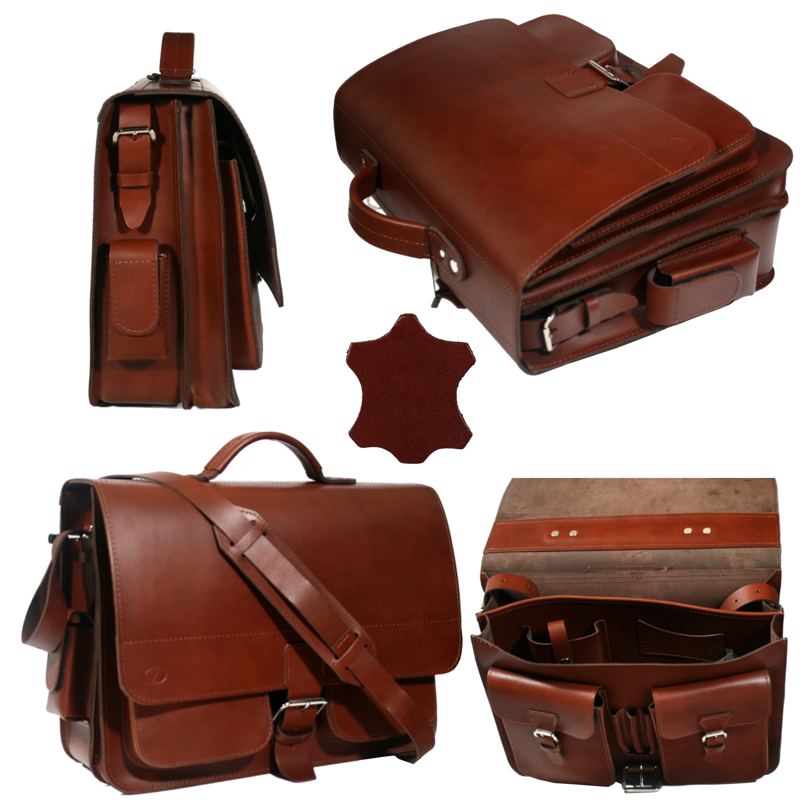 Teczka na ramię skórzana brązowa duża na laptopa 15 polska produkcja