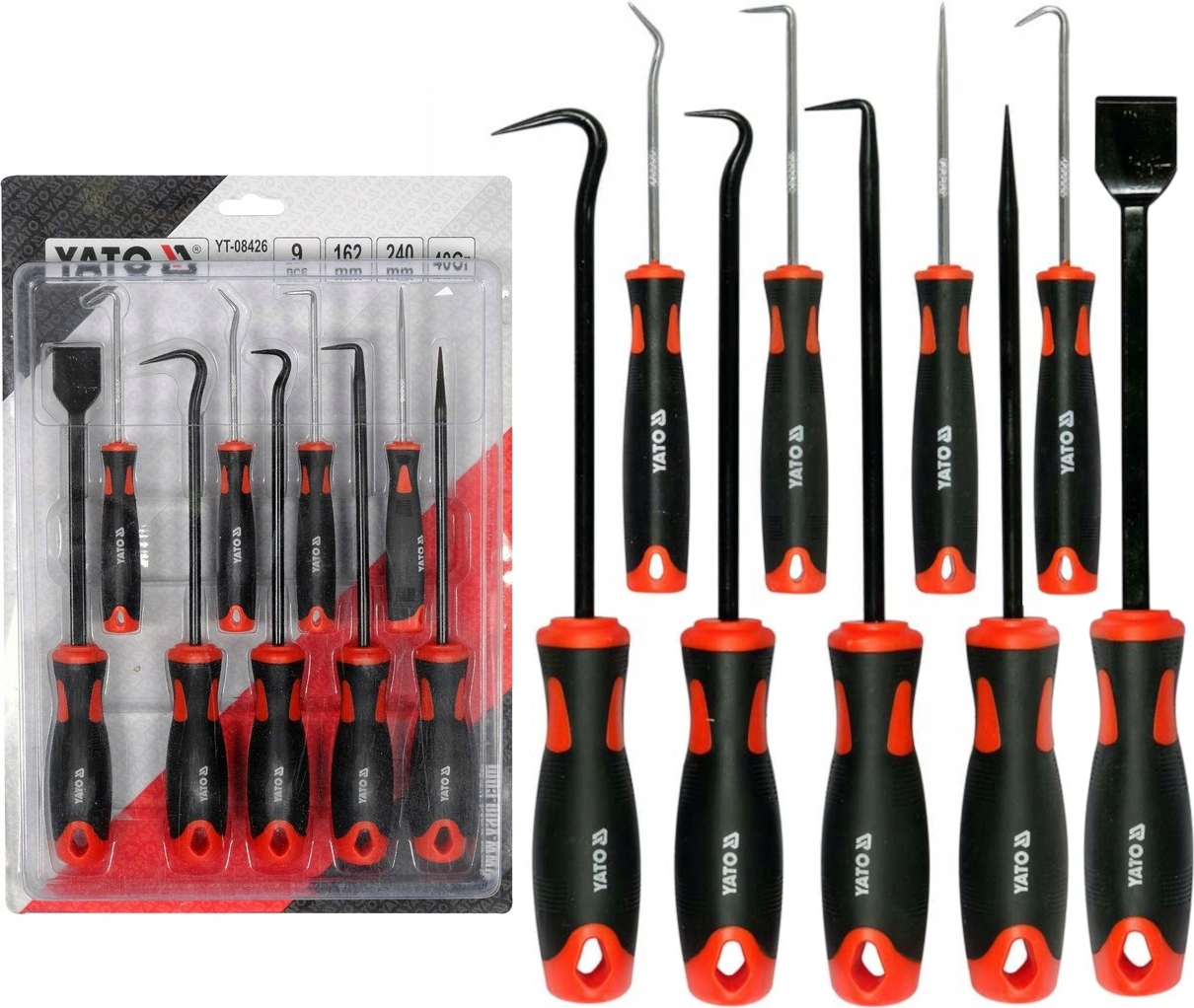 Yato Zestaw Haczyków Z Rękojeścią Hak Skrobak Do Uszczelek 9el.